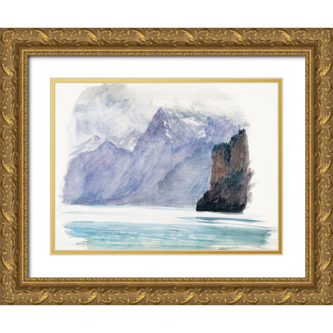 Mountain Lake from Switzerland Gold Ornate Wood Framed Art Print with Double Matting by Sargent, John Singer