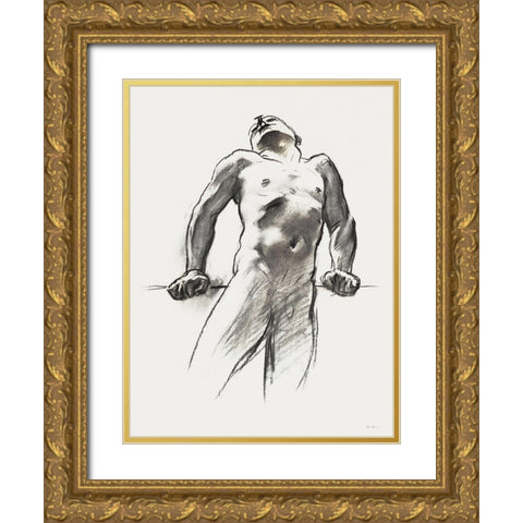 Man Standing-Head Thrown Back Gold Ornate Wood Framed Art Print with Double Matting by Sargent, John Singer