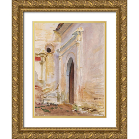 Arched Doorway Gold Ornate Wood Framed Art Print with Double Matting by Sargent, John Singer