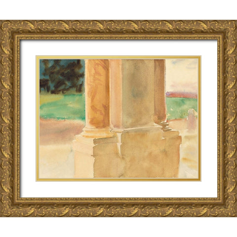 Frascati-Architectural Study Gold Ornate Wood Framed Art Print with Double Matting by Sargent, John Singer