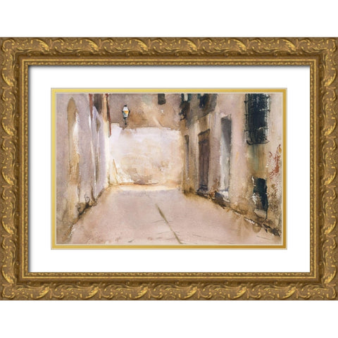 Venice Gold Ornate Wood Framed Art Print with Double Matting by Sargent, John Singer