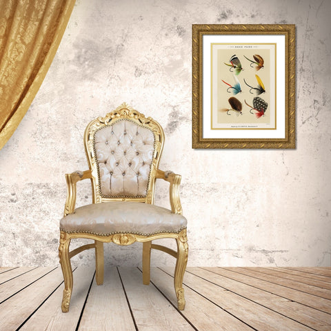 Bass Fishing Flies I from Favorite Flies and Their Histories Gold Ornate Wood Framed Art Print with Double Matting by Marbury, Mary Orvis