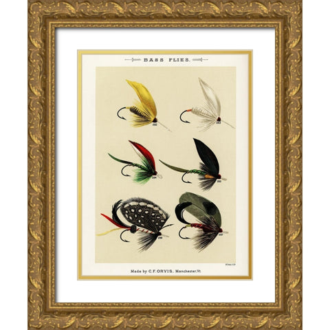 Bass Fishing Flies VI from Favorite Flies and Their Histories Gold Ornate Wood Framed Art Print with Double Matting by Marbury, Mary Orvis