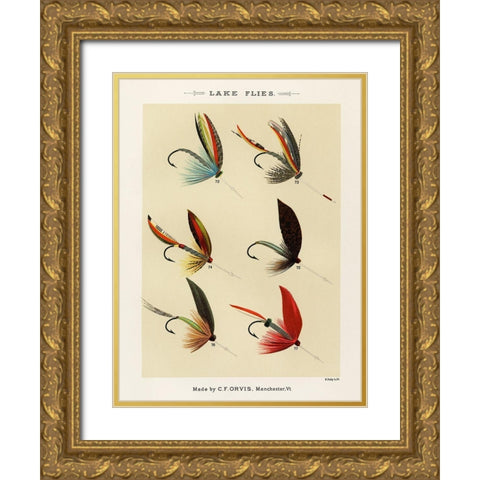 Lake Fishing Flies V from Favorite Flies and Their Histories Gold Ornate Wood Framed Art Print with Double Matting by Marbury, Mary Orvis