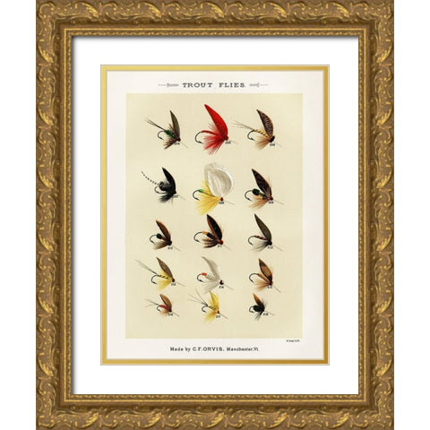 Trout Fishing Flies IV from Favorite Flies and Their Histories Gold Ornate Wood Framed Art Print with Double Matting by Marbury, Mary Orvis