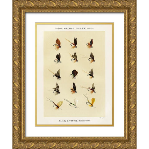 Trout Fishing Flies VII from Favorite Flies and Their Histories Gold Ornate Wood Framed Art Print with Double Matting by Marbury, Mary Orvis