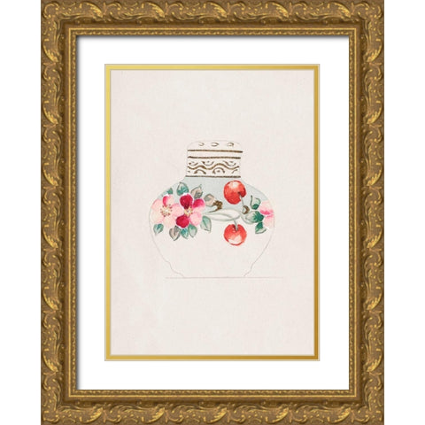 Design for Noritake Lidded Jar I Gold Ornate Wood Framed Art Print with Double Matting by Noritake Designs