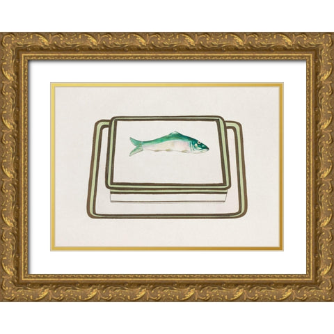 Fish Design for a Noritake Box I Gold Ornate Wood Framed Art Print with Double Matting by Noritake Designs