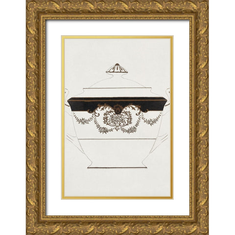 Design for a Noritake Sugar Bowl VIII Gold Ornate Wood Framed Art Print with Double Matting by Noritake Designs