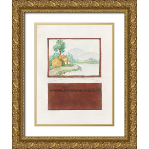Fish Design for a Noritake Box II Gold Ornate Wood Framed Art Print with Double Matting by Noritake Designs
