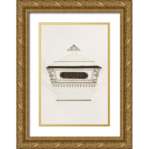 Design for a Noritake Sugar Bowl IX Gold Ornate Wood Framed Art Print with Double Matting by Noritake Designs