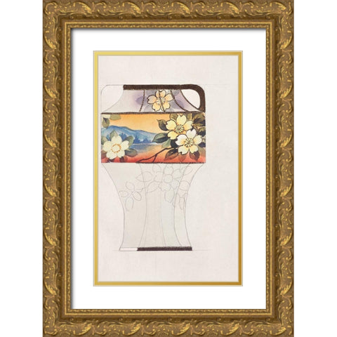 Design for a Noritake Vase IV Gold Ornate Wood Framed Art Print with Double Matting by Noritake Designs
