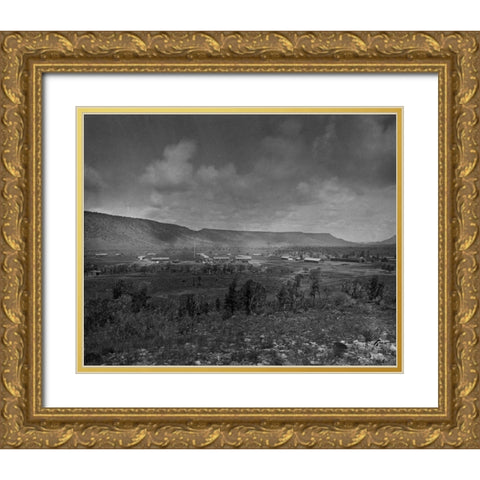 Distant view of Camp Apache-Arizona Gold Ornate Wood Framed Art Print with Double Matting by OSullivan, Timothy H