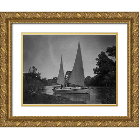 Expedition boat-Truckee River-California Gold Ornate Wood Framed Art Print with Double Matting by OSullivan, Timothy H