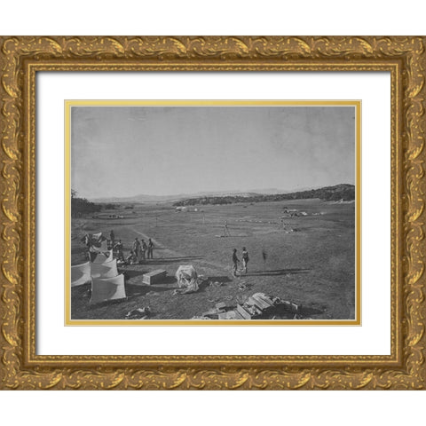 Survey camp near Fort Wingate-New Mexico 1873 Gold Ornate Wood Framed Art Print with Double Matting by OSullivan, Timothy H