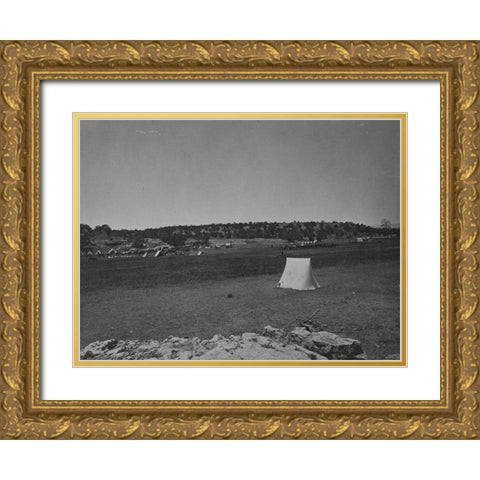 Survey camp near Fort Wingate-New Mexico 1874 Gold Ornate Wood Framed Art Print with Double Matting by OSullivan, Timothy H