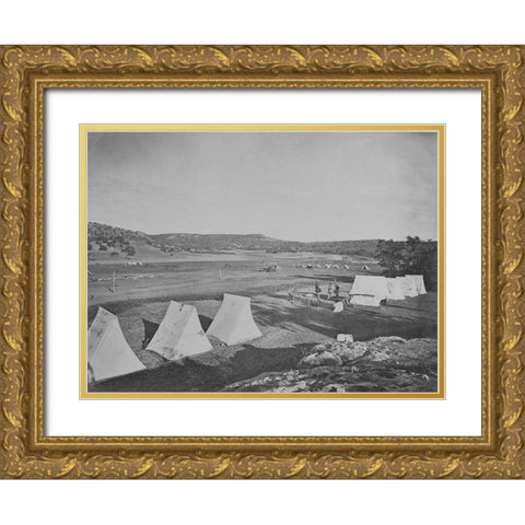 Survey camp near Fort Wingate-New Mexico 1875 Gold Ornate Wood Framed Art Print with Double Matting by OSullivan, Timothy H