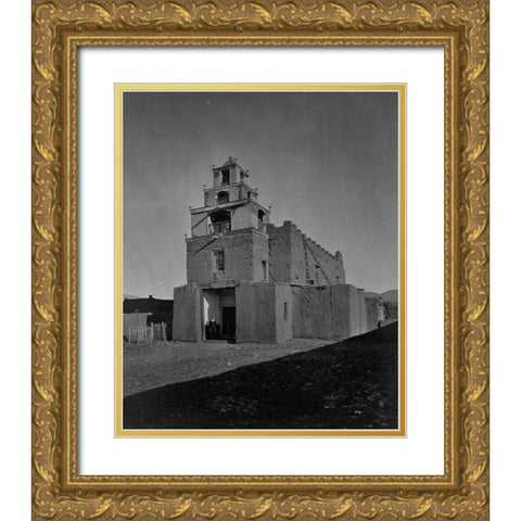 The Church of San Miguel-the oldest church in Santa Fe-New Mexico Gold Ornate Wood Framed Art Print with Double Matting by OSullivan, Timothy H