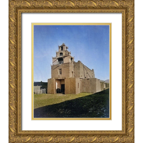 The Church of San Miguel-the oldest church in Santa Fe-New Mexico Color Gold Ornate Wood Framed Art Print with Double Matting by OSullivan, Timothy H