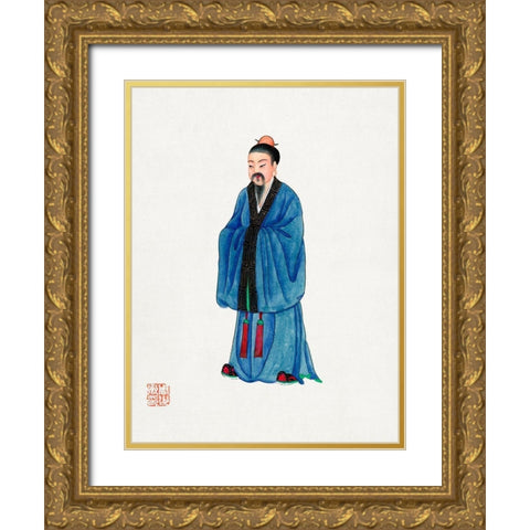 Chinese priest costume Gold Ornate Wood Framed Art Print with Double Matting by Vintage Chinese Clothing