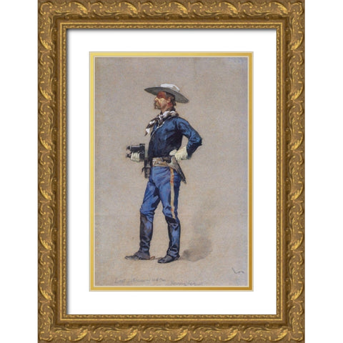 Lt Carter Johnson Gold Ornate Wood Framed Art Print with Double Matting by Remington, Frederic