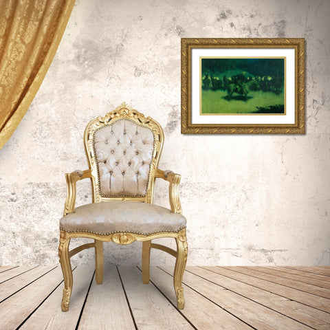 Scare in a Pack Train Gold Ornate Wood Framed Art Print with Double Matting by Remington, Frederic