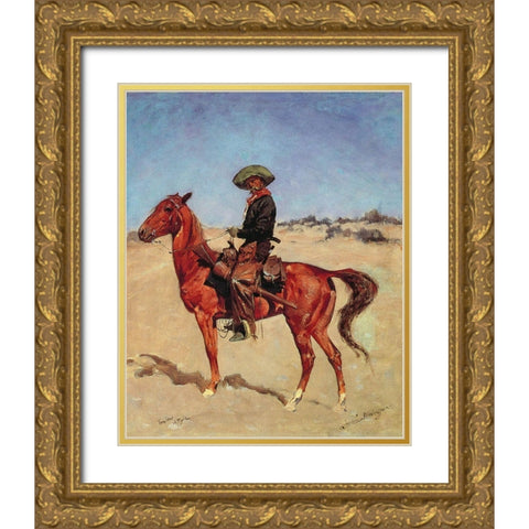The Puncher  Gold Ornate Wood Framed Art Print with Double Matting by Remington, Frederic