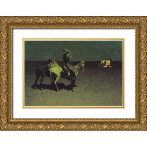 The Stranger Gold Ornate Wood Framed Art Print with Double Matting by Remington, Frederic