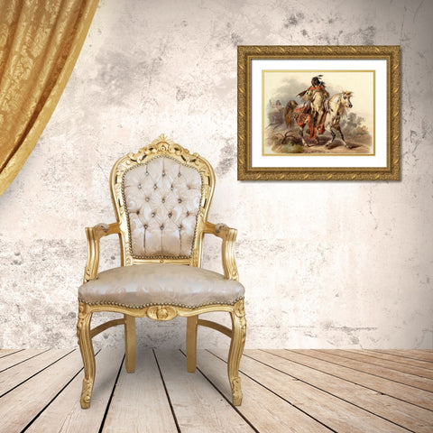 Blackfoot Indian Gold Ornate Wood Framed Art Print with Double Matting by Bodmer, Karl
