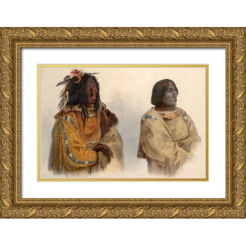 Blackfoot chief and Peikann chief Gold Ornate Wood Framed Art Print with Double Matting by Bodmer, Karl