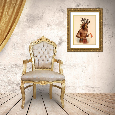 Mato-Tope Warrior Gold Ornate Wood Framed Art Print with Double Matting by Bodmer, Karl