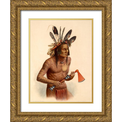 Mato-Tope Warrior Gold Ornate Wood Framed Art Print with Double Matting by Bodmer, Karl
