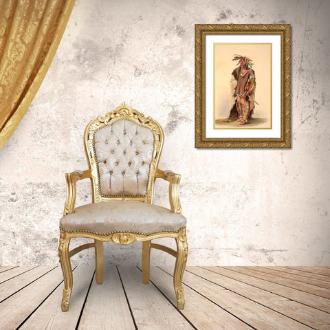 A Sioux warrior Gold Ornate Wood Framed Art Print with Double Matting by Bodmer, Karl