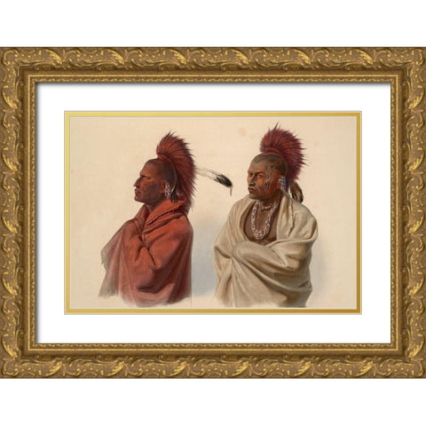 Saki indian and Musquake indian Gold Ornate Wood Framed Art Print with Double Matting by Bodmer, Karl
