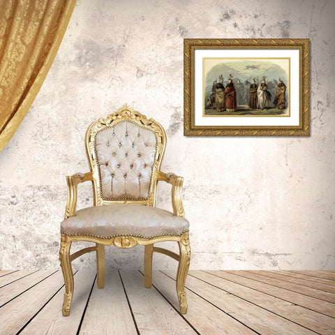 Dance of the Mandan women Gold Ornate Wood Framed Art Print with Double Matting by Bodmer, Karl
