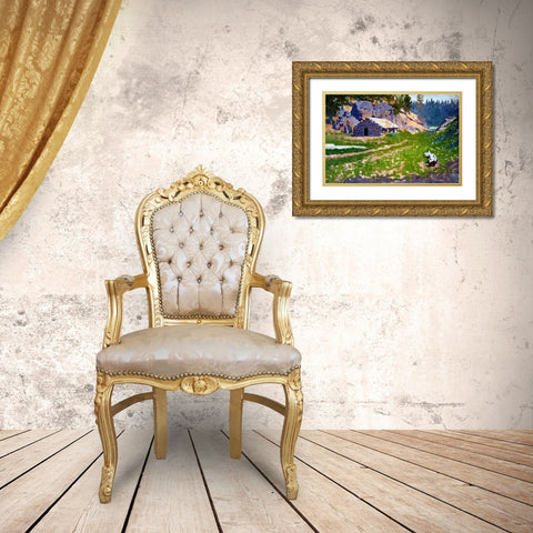 Squatters Cabin Gold Ornate Wood Framed Art Print with Double Matting by Remington, Frederic