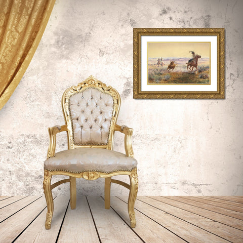 On the Prod Gold Ornate Wood Framed Art Print with Double Matting by Russell, Charles Marion