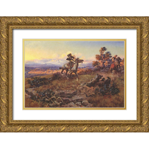The Stranglers Gold Ornate Wood Framed Art Print with Double Matting by Russell, Charles Marion