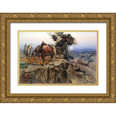 Innocent Allies Gold Ornate Wood Framed Art Print with Double Matting by Russell, Charles Marion