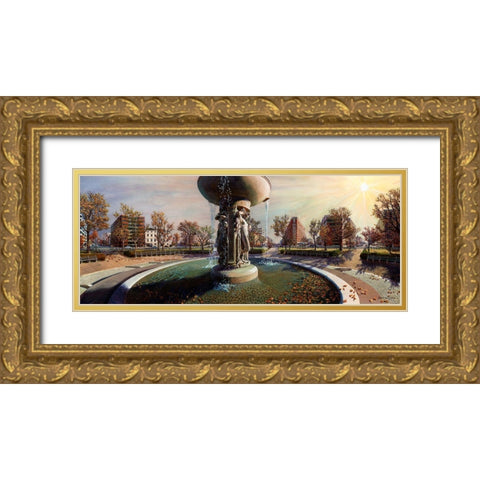Washington Chronicle II Gold Ornate Wood Framed Art Print with Double Matting by Wang, John Z.