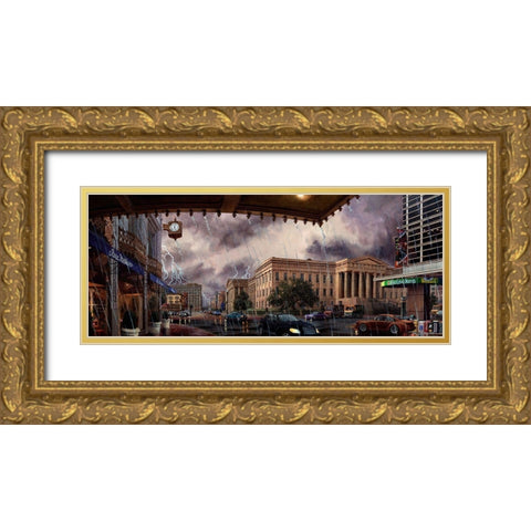 Washington Chronicle III Gold Ornate Wood Framed Art Print with Double Matting by Wang, John Z.