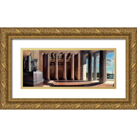 Washington Chronicle V Gold Ornate Wood Framed Art Print with Double Matting by Wang, John Z.