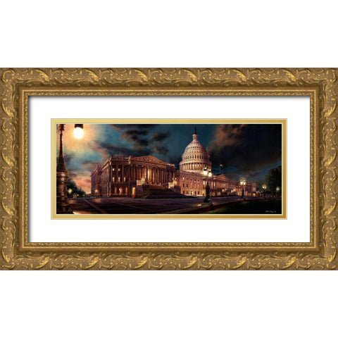 Washington Chronicle VI Gold Ornate Wood Framed Art Print with Double Matting by Wang, John Z.