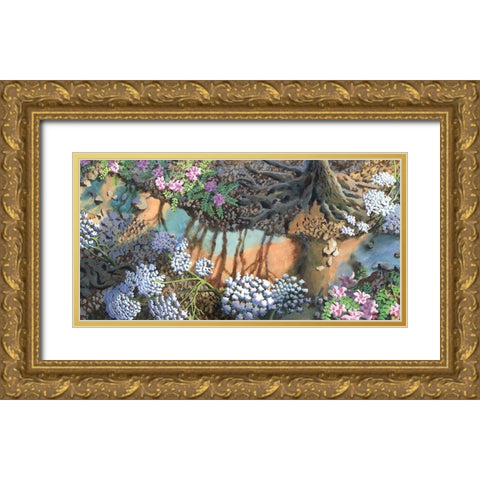 Fairland Trio VIII Gold Ornate Wood Framed Art Print with Double Matting by Wang, John Z.