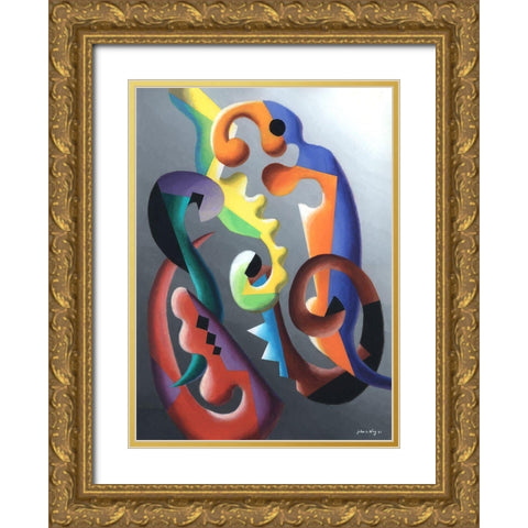 Zillusion III Gold Ornate Wood Framed Art Print with Double Matting by Wang, John Z.