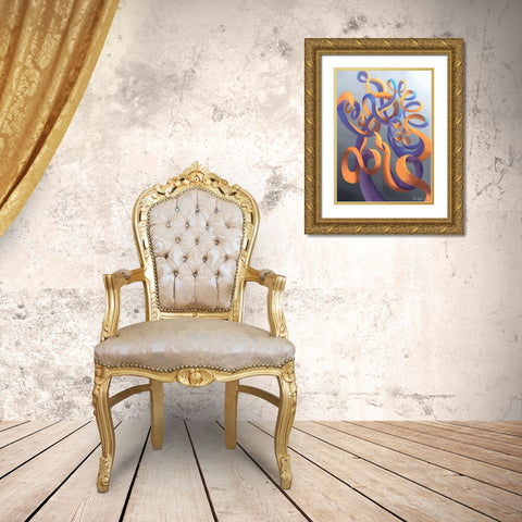Zillusion IX Gold Ornate Wood Framed Art Print with Double Matting by Wang, John Z.