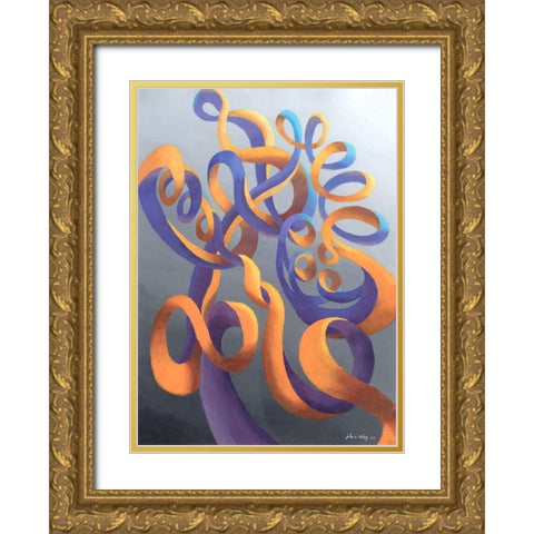 Zillusion IX Gold Ornate Wood Framed Art Print with Double Matting by Wang, John Z.