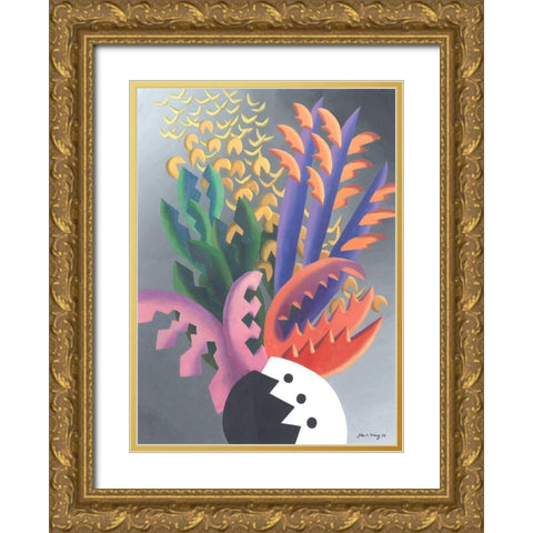 Dream Flowers I Gold Ornate Wood Framed Art Print with Double Matting by Wang, John Z.