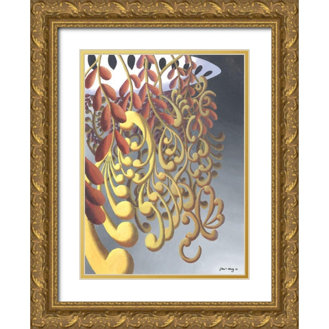 Dream Flowers IV Gold Ornate Wood Framed Art Print with Double Matting by Wang, John Z.