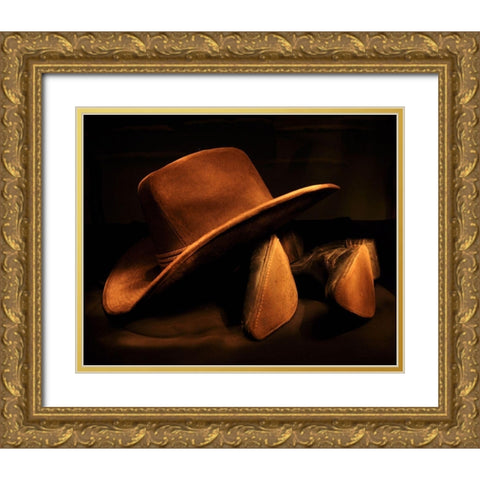 Hat and Boots I Gold Ornate Wood Framed Art Print with Double Matting by The Yellowstone Collection
